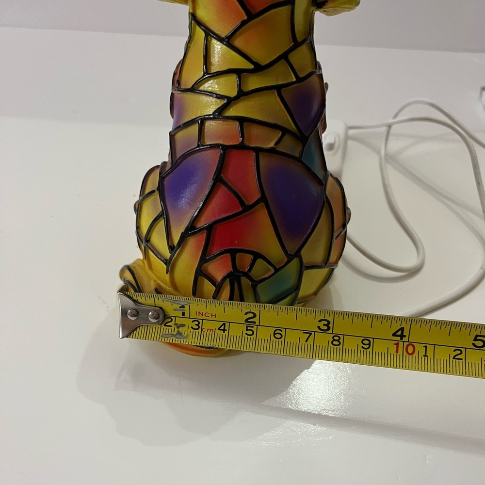 Stained Glass look Dog Art night light tabletop decor with stained resin design. - Picture 9 of 9